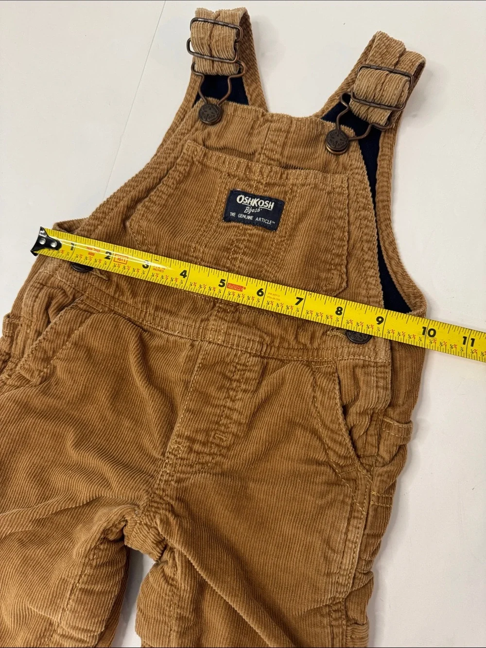 OshKosh B'gosh Tan Corduroy Fleece Lined Kids Overalls- size 12mo